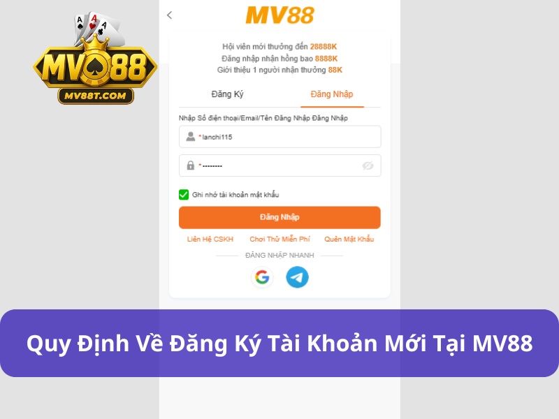 Quy Định Về Điều Khoản Sử Dụng Hội Viên MV88 Cần Lưu Ý Người chơi không được phép tạo 2 tài khoản MV88 bằng 1 thông tin