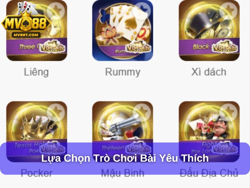 Lựa chọn trò chơi bài yêu thích