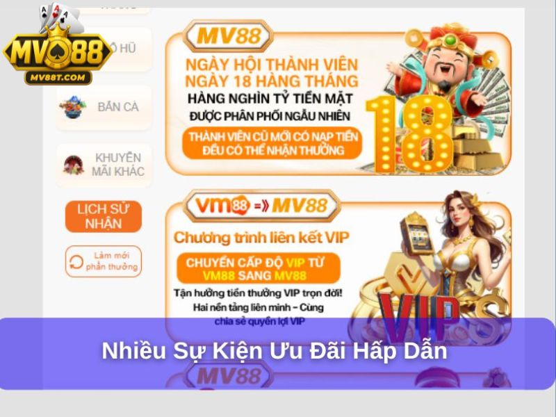 Khuyến Mãi MV88 : Bí Quyết Tận Dụng Ưu Đãi Hấp Dẫn Nhiều sự kiện ưu đãi hấp dẫn